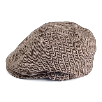 Jaxon Hats Herringbone Newsboy Cap (X-Large, Brown) at